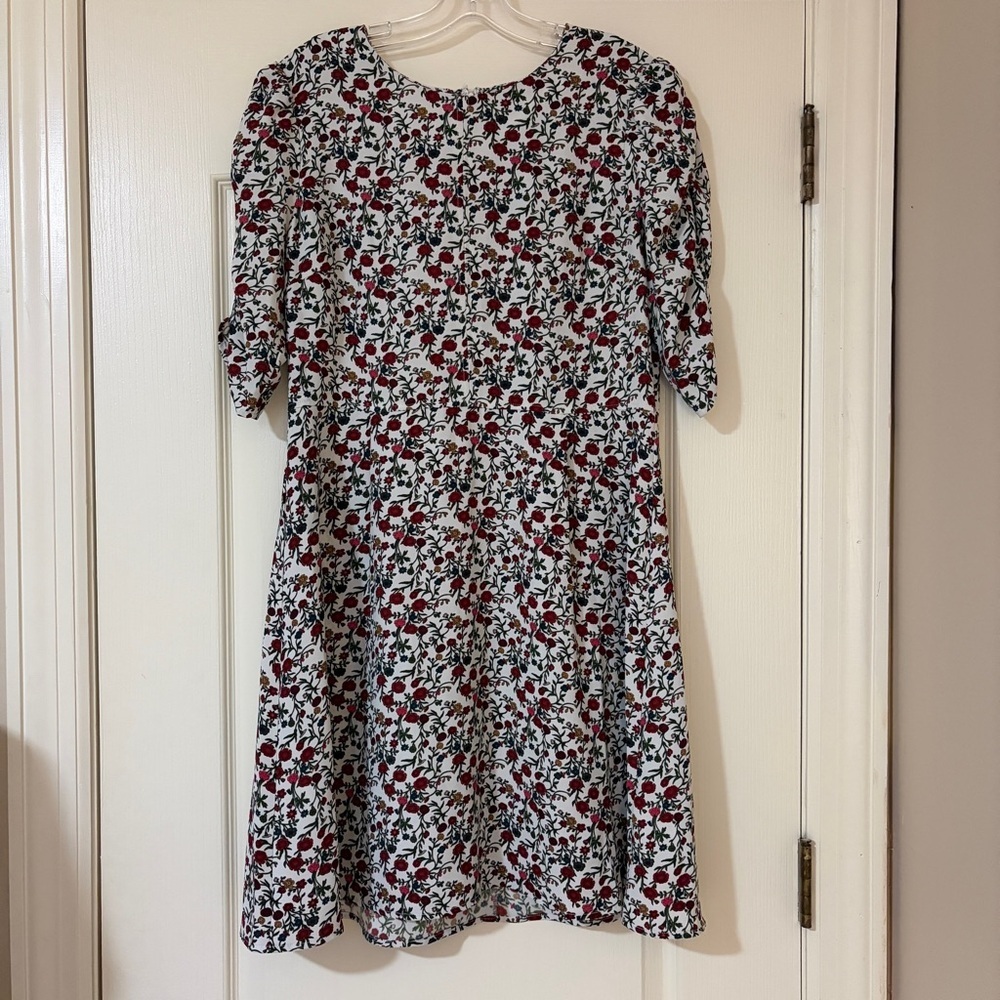 Floral Print Dress with Red and Black Accents